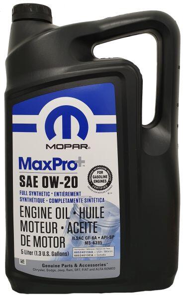 Олива моторна синтетична mopar "maxpro sae 0w-20", 5 л, Mopar 68524013AA