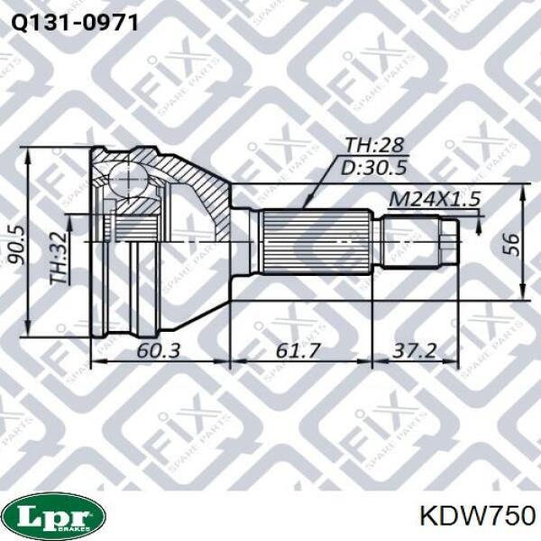 Комплект шарнірів, приводний вал, Lpr KDW750