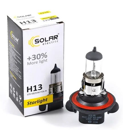 Solar h13 12v 60/55w p26.4t starlight+30% (10/200 шт.), Solar 1218