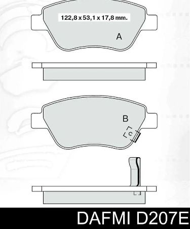 Dafmi intelli  fiat гальмівні колодки передн.doblo 1.3d - 1.9d 03-, Dafmi D207E