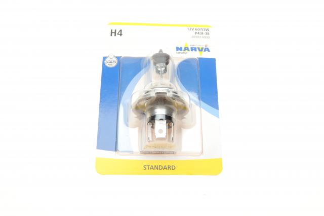 Лампа розжарювання h4 12v 60/55w p43t standard blister 1шт (вир-во narva), Narva 48881B1