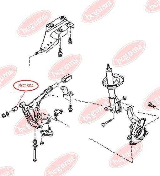 Сайлентблок важеля переднього mitsubishi colt ii, lancer iv передній  (bcguma), Bcguma BC2604