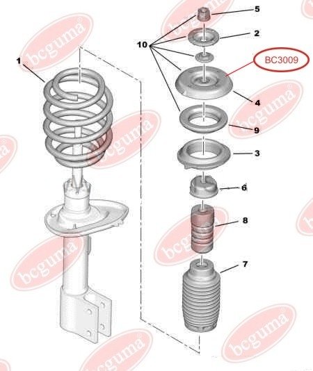 Верхня опора, стійка амортизатора, Bcguma BC3009