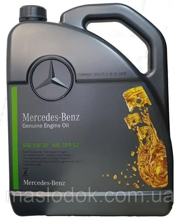 Олива моторна синтетична mercedes benz "genuine engine oil mb 229.52 5w30", 5л, Mercedes A000989330913ABDE