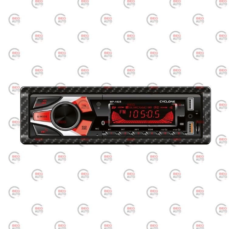 Магнітола cyclone mp-1028  fm/usb+usb для зарядки 2а/microsd/aux/mp3/wma/bt/багатокол./car radio, Cyclone MP-1028