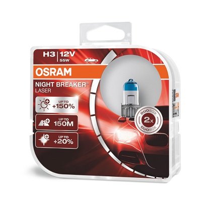 Лампа h3 12v 55 w  osram night breaker lazer +150% (пара), Osram Germany 64151NL-HCB-DUO