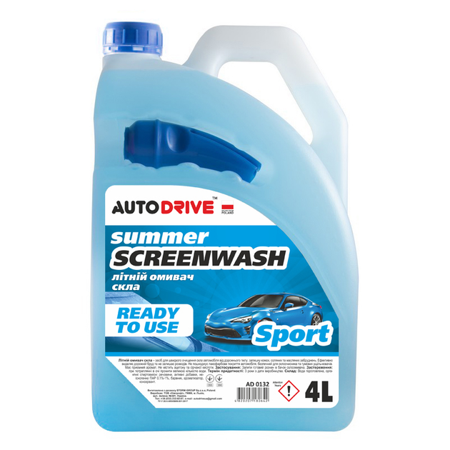 Омивач скла літній, auto drive summer screen wash sport 4л., Auto Drive AD0132