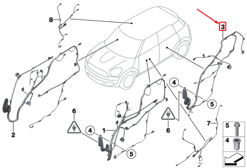 Жгут двери задней правой mini cooper countryman r60, Bmw 61129811264