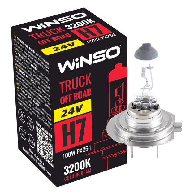 Автолампа галогенная wnso 24v h7 truck off road 100w px26d, Winso 724710