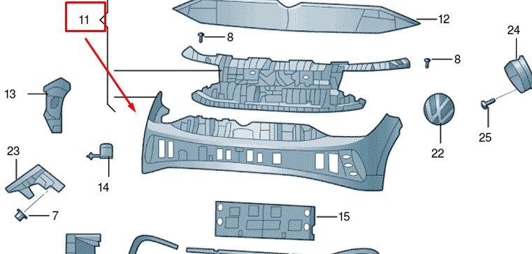 Облицовка бампера, Vw 12G807217A