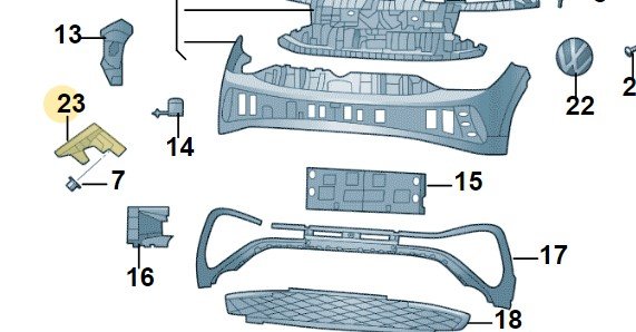 Направляющий профиль бампер, Vw 12G807049