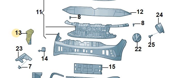 Воздуховод переднего бампера, Vw 12G807883