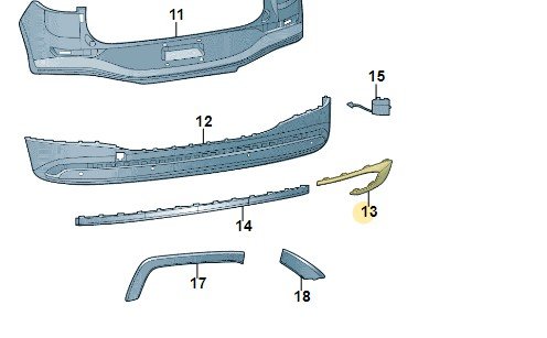 Молдинг блестящий хром, Vw 12G8538422ZZ