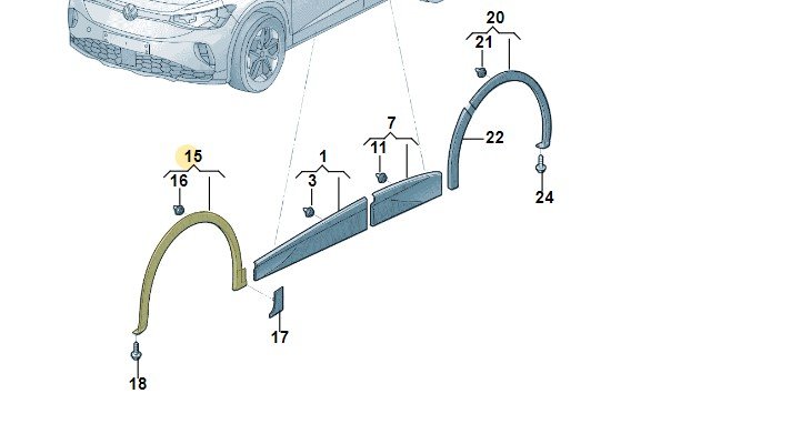 Расширитель колёсной арки пер левая чёрный, Vw 12D8537179B9