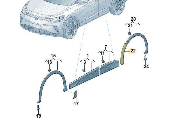 Расширитель колёсной арки задн левая brillant, Vw 12G854820041