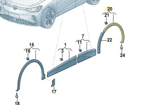 Расширитель колёсной арки задн правая brillant, Vw 12G853818041