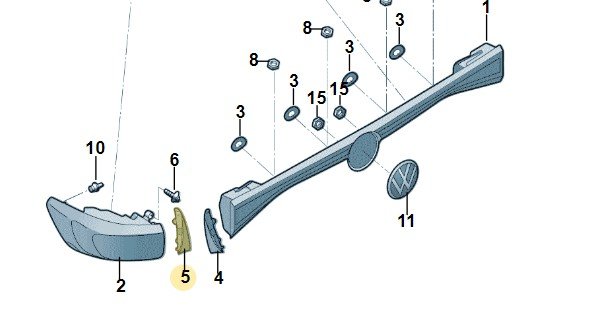 Накладка заднего фонаря бок, Vw 12G9453129B9