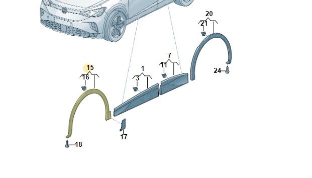 Расширитель колёсной арки перед brillant, Vw 11G853717A041