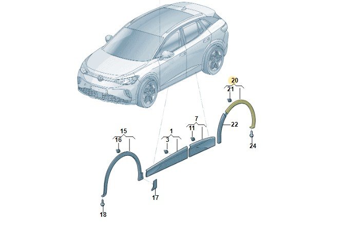 Расширитель колёсной арки задн, Vw 12D8538179B9