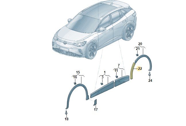 Расширитель колёсной арки задн, Vw 12D8548199B9