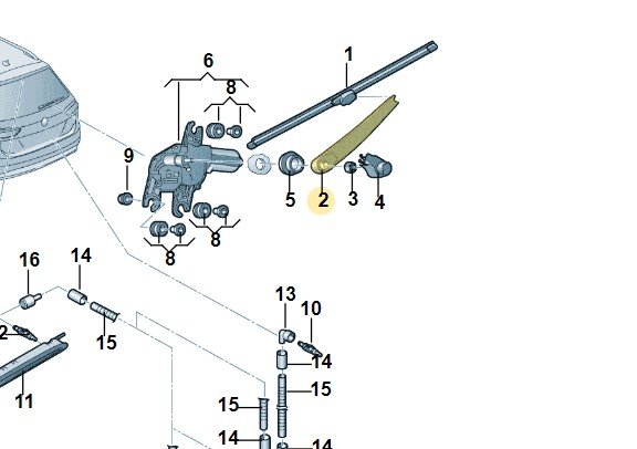 Поводок стеклоочистителя, Vw 11G955707