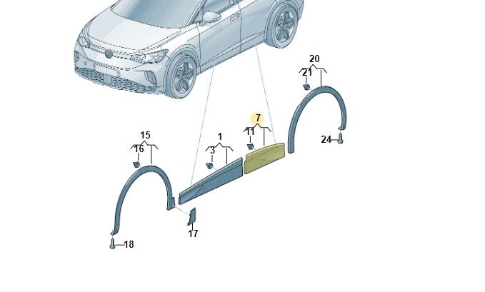 Накладка для двери задн левая чёрный satinschwarz, Vw 11A8549499B9