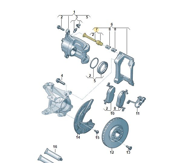 Ремкомплект переднего суппорта, Vw 1EA698647A