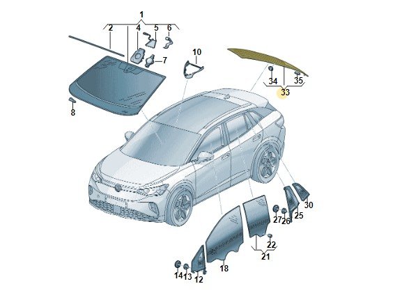 Заднее стекло oem, Vw 11A845051LNVB