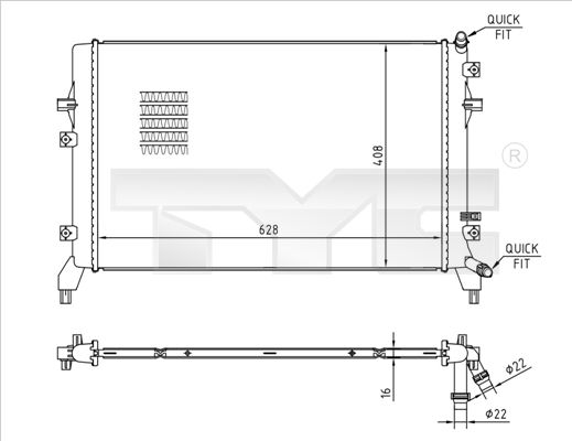 Радіатор охолодження golf v/vi/octavia/caddy/passat b6 07- (625x408x18), Loro 003-017-0028