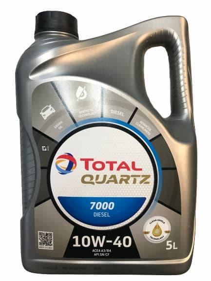 Масло моторное полусинтетическое total "quartz 7000 diesel 10w-40", 5л, Total 214109