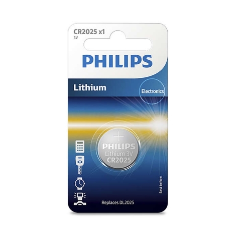 Батарейка cr2025 - 3.0v coin 1-blister (20.0 x 2.5) - lithium (вир-во philips), Philips CR2025/01B