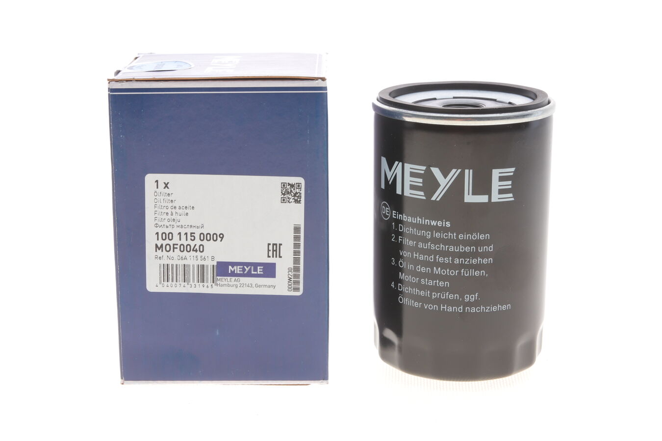 Оливний фільтр, фільтр для накручування, Meyle 1001150009