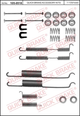 Комплект приладдя, гальмівна колодка, Quick Brake 105-0518