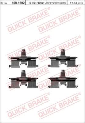 Комплект приладдя, накладка дискового гальма, Quick Brake 109-1692