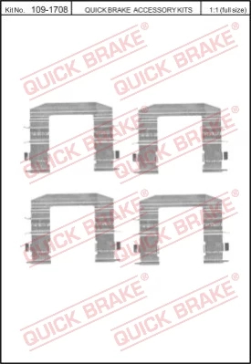 Комплект приладдя, накладка дискового гальма, Quick Brake 109-1708