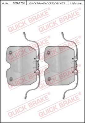 Комплект приладдя, накладка дискового гальма, Quick Brake 109-1759