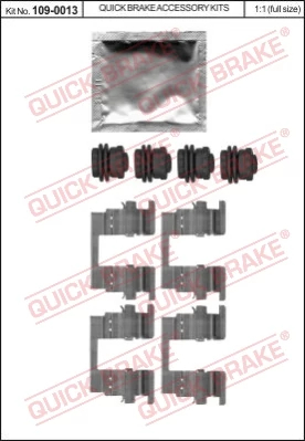 Комплект приладдя, накладка дискового гальма, Quick Brake 109-0013