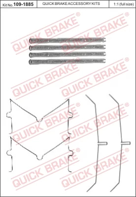 Комплект приладдя, накладка дискового гальма, Quick Brake 1091885