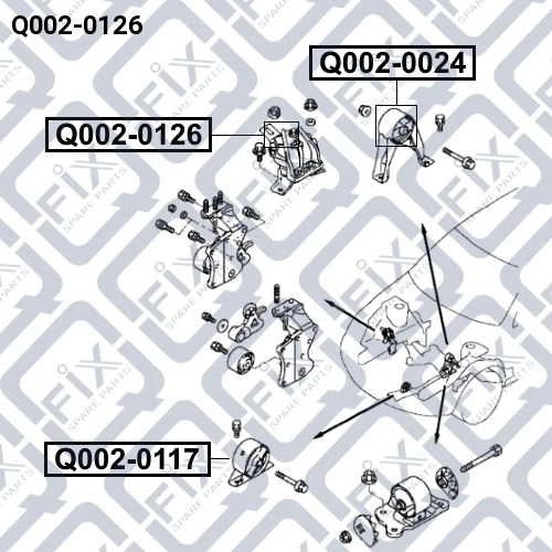 Подушка двигуна права (гідравлічна), Q-Fix Q002-0126