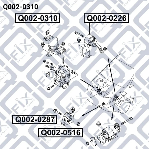 Подушка двигуна права (гідравлічна), Q-Fix Q002-0310