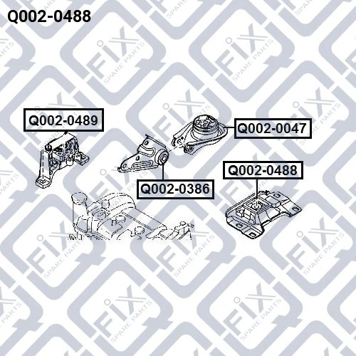 Подушка двигуна ліва, Q-Fix Q002-0488