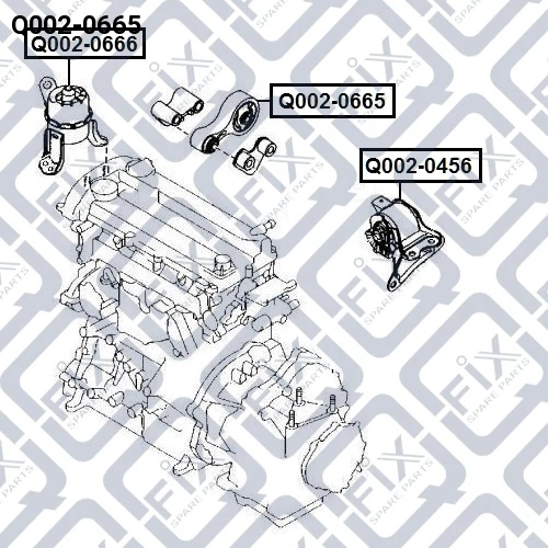 Подушка двигуна задня акпп, Q-Fix Q002-0665