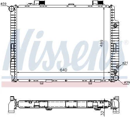 Радіатор, система охолодження двигуна, MERCEDES E-CLASS W210 (95-), Nissens 62608A