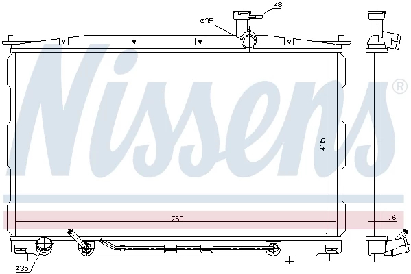 Радіатор, система охолодження двигуна, HYUNDAI Santa Fe II (CM), Nissens 67505