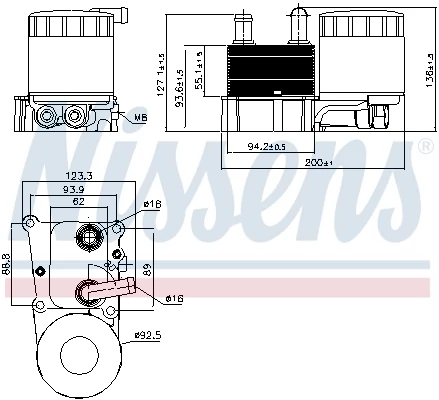 Охолоджувач оливи, моторна олива, FORD TRANSIT CONNECT (TC7) (02-) 1.8 TDCi, Nissens 90696