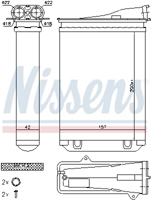 Теплообмінник, система опалення салону, Nissens 72954