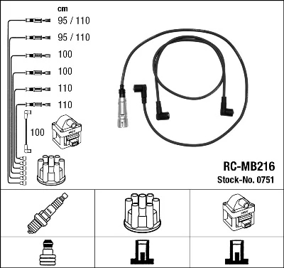 Комплект проводів високої напруги, Ngk RCMB216