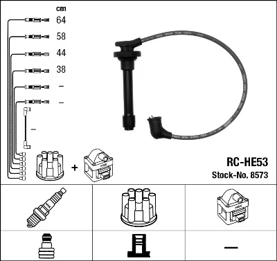 Комплект проводів високої напруги, Ngk RCHE53