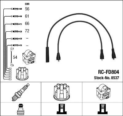 Комплект проводів високої напруги, Ngk RCFD804