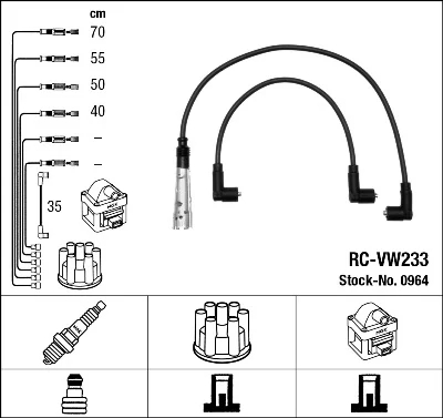 Комплект проводів високої напруги, Ngk RCVW233